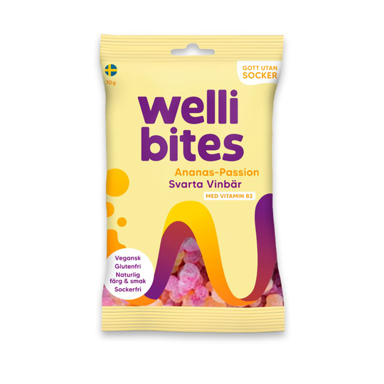 Wellibites Ananas-Passion & Svarta Vinbär 70 g