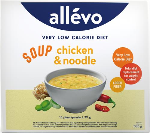 Allevo Soppa Nudlar/kyckling VLCD, 15 st