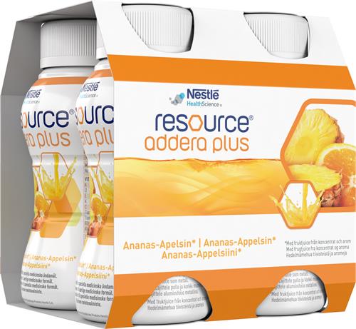 Resource Addera Plus, ananas-apelsin, drickfärdigt kosttillägg, 4 x 200 milliliter