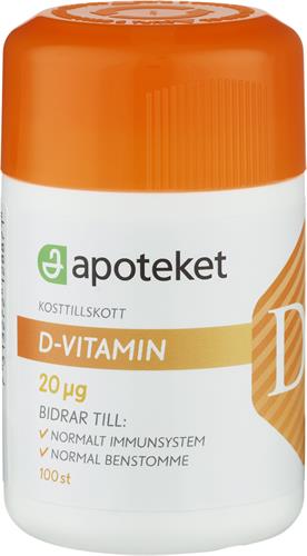 Apoteket D-vitamin 20µg sväljtablett, 100 st