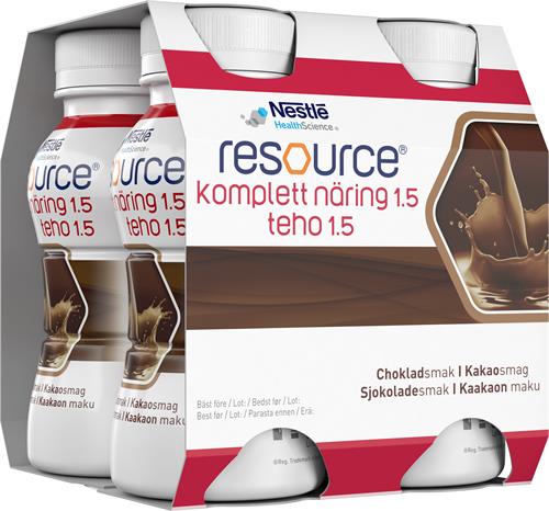Resource Komplett Näring 1,5 choklad, drickfärdigt kosttillägg, 4 x 200 milliliter
